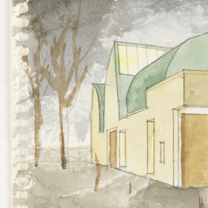 Drawing, View of the Chapel of St. Ignatius, Seattle University at Night, October 24, 1994