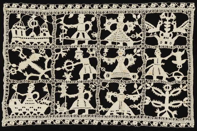 Three horizontal bands depicting scenes from the biblical story in which Judith severs Holoferne's head to save her people.