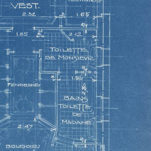 Blueprint, Apartment house, Rue Heine, Plan du 3e Etage, 1925