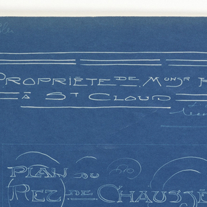 Blueprint, Villa od M. Hemsy, St. Cloud, Plan du Rez de Chaussee, 1913