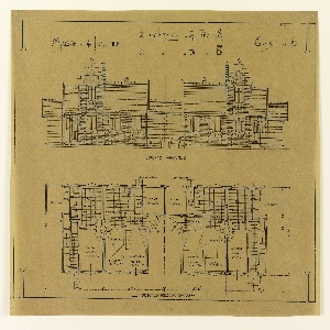 Drawing, Rendering of Elevations and Floor Plans for a Four Family Mass-operational House (Type No.6), ca. 1921