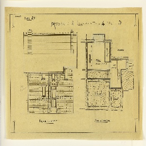 Drawing, Rendering of Facade and Plan for the Basement of a Two Family Mass-operational House (Type No.7), 1921