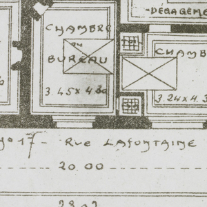 Photograph, Photograph of a Floor Plan for an Apartment Building Designed by Hector Guimard (No. 5), 1911