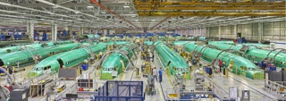 Photograph, Assembly of Boeing 737 MAX fuselage sections