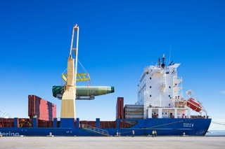 Photograph, Section of an Airbus A321 arriving on a container ship