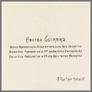 Card, Business Card of Hector Guimard, early 20th century