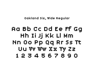Digital Typeface, Oakland Six (aligns with Lo-Res 9 Wide Bold Alt)