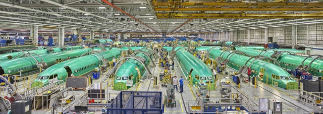 Photograph, Assembly of Boeing 737 MAX fuselage sections
