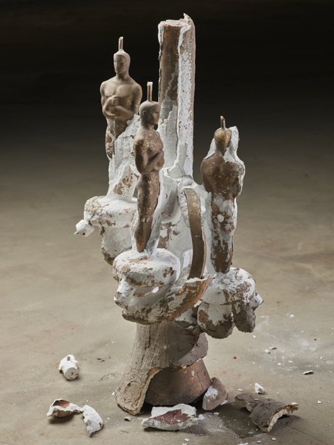 Photograph, Ceramic mold broken open to reveal Oscar® statuettes