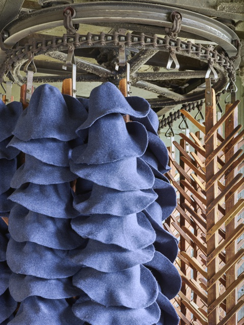 Photograph, Felted hat bodies entering the dryer after dyeing