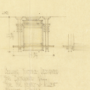 Drawing, Ceiling Fixture, Entrance Hall, Henry J. Allen Residence, Wichita, Kansas, 1917