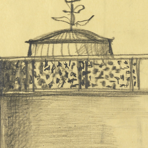 Drawing, Sketch of Second Alternate Design for Side Elevation of Proposed First Lutheran Church, Boston, Massachusetts, 1958