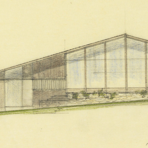 Drawing, North Elevation of a Split-Level House to be Erected in Palo Alto, California, October 1957