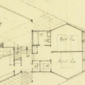 Drawing, Main Floor Plan of a Split-Level House to be Erected in Palo Alto, California, October 1957