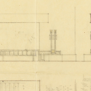 Drawing, Andirons, Dining Room Fireplace, Henry J. Allen Residence, Wichita, Kansas, 1917