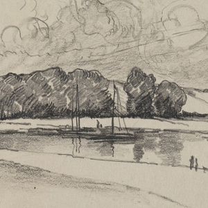 Drawing, Landscape with a Small River (the Somme), ca. 1938