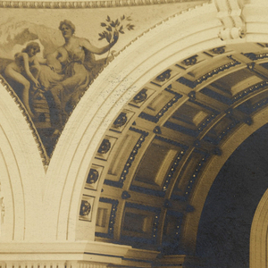 Photograph, View of Central Chamber of the Roswell P. Flower Memorial Library, Watertown, New York: Pendentive Decorations, 1904