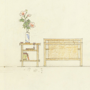 Drawing, Bed and Side Stand, Henry J. Allen Residence, Wichita, Kansas, 1917