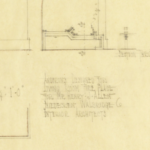 Drawing, Andirons, Living Room Fireplace, Henry J. Allen Residence, Wichita, Kansas, 1917