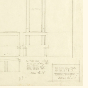 Drawing, Wrap Table and Chair, First Floor Hall, Henry J. Allen Residence, Wichita, Kansas, 1917