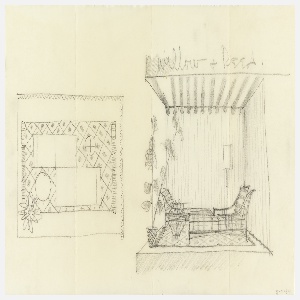 Drawing, Elevation and Plan for Lounge Room, Willow & Reed, 1945–75