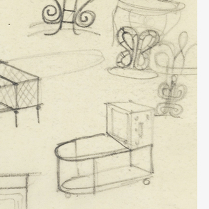 Drawing, Designs for Television Carts, 1950–70
