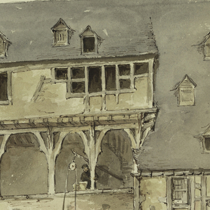 Drawing, Courtyard of a Medieval Manor, ca. 1889