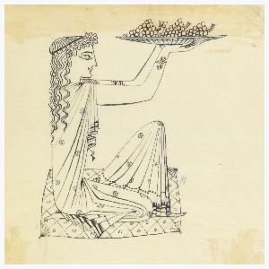 Drawing, Woman with Platter of Grapes, 1950–70