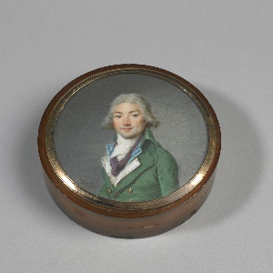 Portrait Miniature Of A Gentleman Mounted On A Box (England), 1793