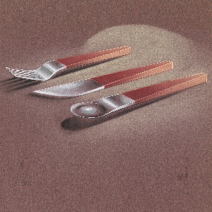 Drawing, Design for Flatware: Fork, Knife, Spoon, 1933–35