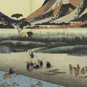 Print, Fording the Sakawa River (Odawara), in The Fifty-Three Stations of the Tokaido Road (Tokaido Gojusan Tsugi-no Uchi), ca. 1834