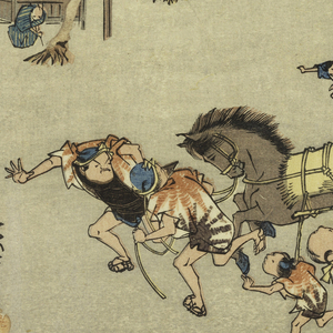 Print, Miya (Atsuta Jiuji Temple Fete), in The Fifty-Three Stations of the Tokaido Road (Tokaido Gojusan Tsugi-no Uchi), ca. 1834