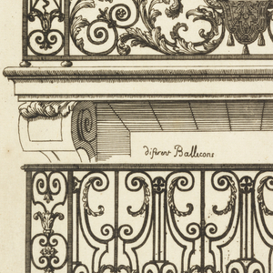 Print, Diferent Ballicons (Different Balconies), in Nouveau Livre de Serrurie (New Book of Ironsmithing), ca. 1700