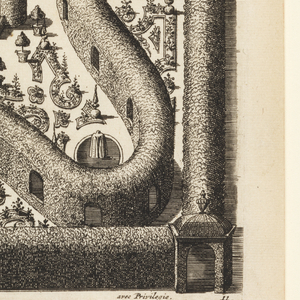 Print, Design for a Garden Parterre of Cut Grass and Colored Gravel, from Nouveaux Livre de Parterres (New Book of Garden Beds) from Oeuvres du Sr.  Marot, ca. 1700