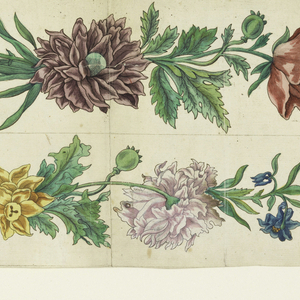 Drawing, Design for Two Printed Floral Bands, 1770–1800