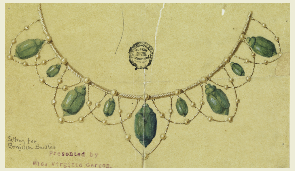 Drawing, Design for Necklace with Brazilian Beetles