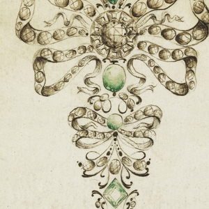 Drawing, Design for a Pendant with Cross, ca. 1740