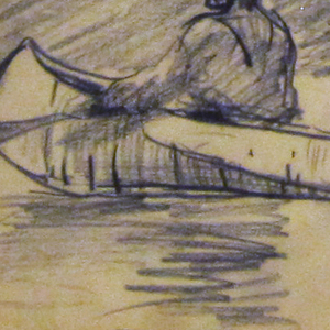Drawing, Canoe with Three Men, probably 1897
