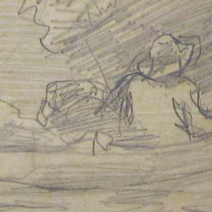 Drawing, Canoe with Three Men, ca. 1897