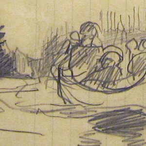 Drawing, Canoe with Three Men - Ile Maligne, Quebec, Canada, August 27, 1897