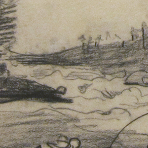 Drawing, Fishermen in the Rapids, probably 1897