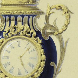 Drawing, Clock Set in a Porcelain, ca. 1855