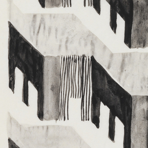 Drawing, Houses on a Street, 1938–39