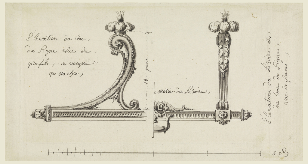 Drawing, Two Elevations of Understructure of Carriages