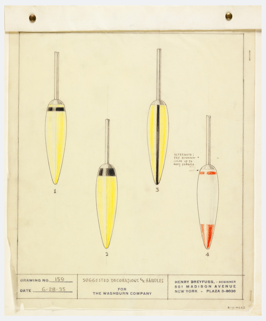 Drawing, Suggested Decorations for Implement Handles, for the Washburn Company