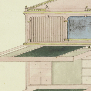 Drawing, Design for Mechanical Furniture: Secretary Desk, ca. 1805