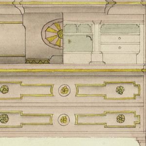 Drawing, Design for Mechanical Furniture: Desk, ca. 1805