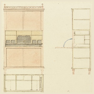 Drawing, Design for Mechanical Furniture: Secretary Desk, ca. 1805