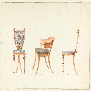 Drawing, Designs for Three Chairs, 1790