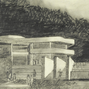 Drawing, Design for Museum Entrance Area, J. Paul Getty  Center, Los Angeles, August 1991